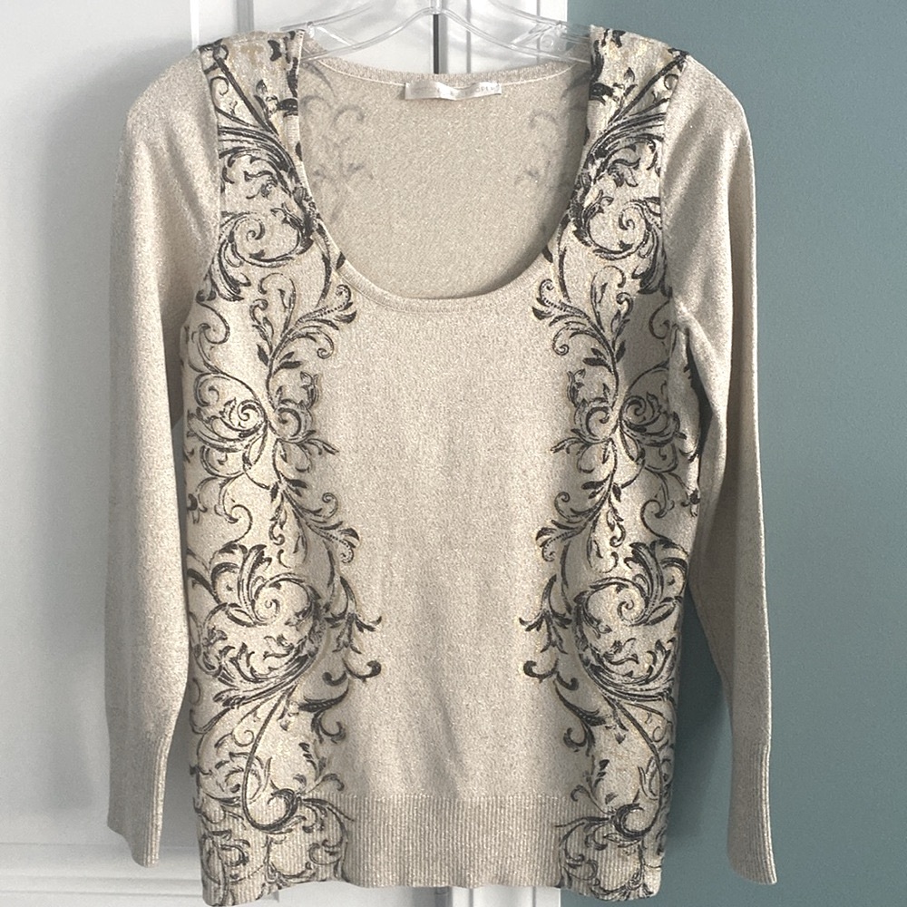 BOSTON PROPER FINE GAUGE METALLIC SWEATER